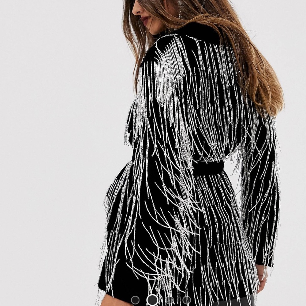ASOS edition velvet beaded fringe blazer - Picture 6 of 8
